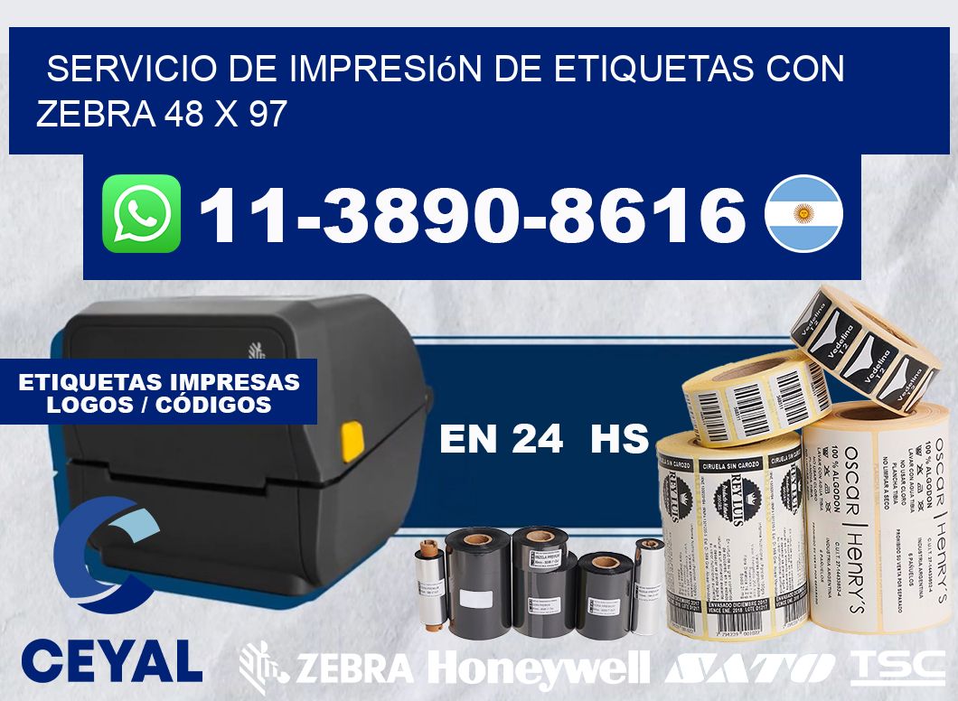 servicio de impresión de etiquetas con Zebra 48 x 97