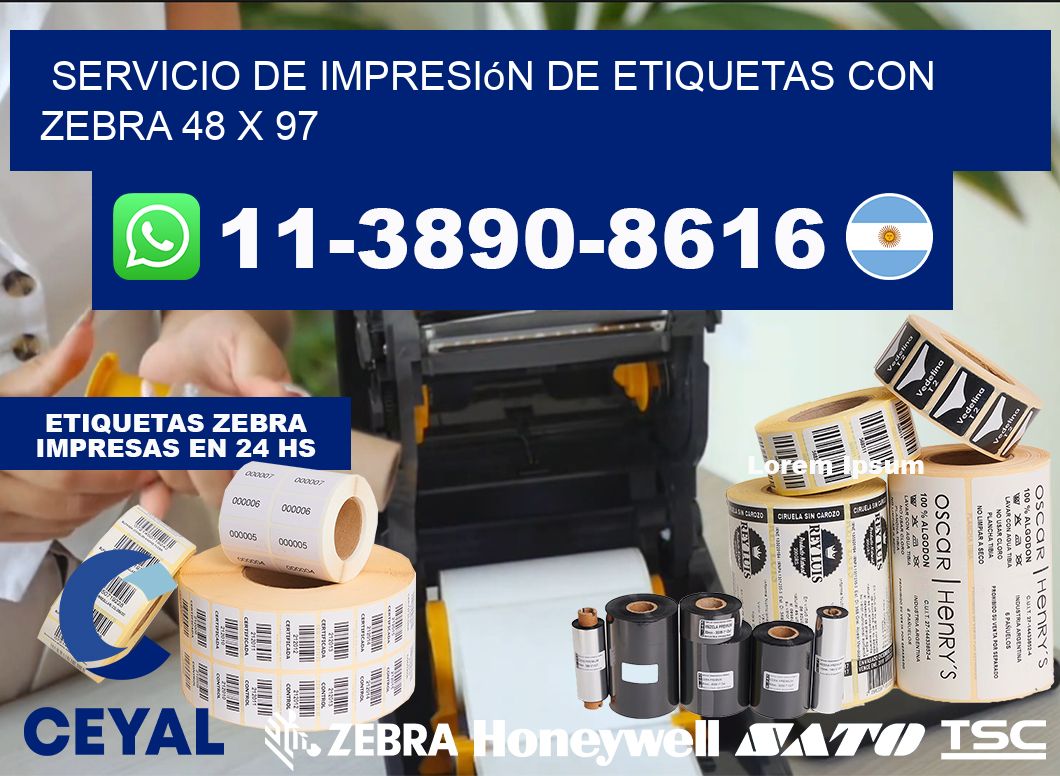 servicio de impresión de etiquetas con Zebra 48 x 97