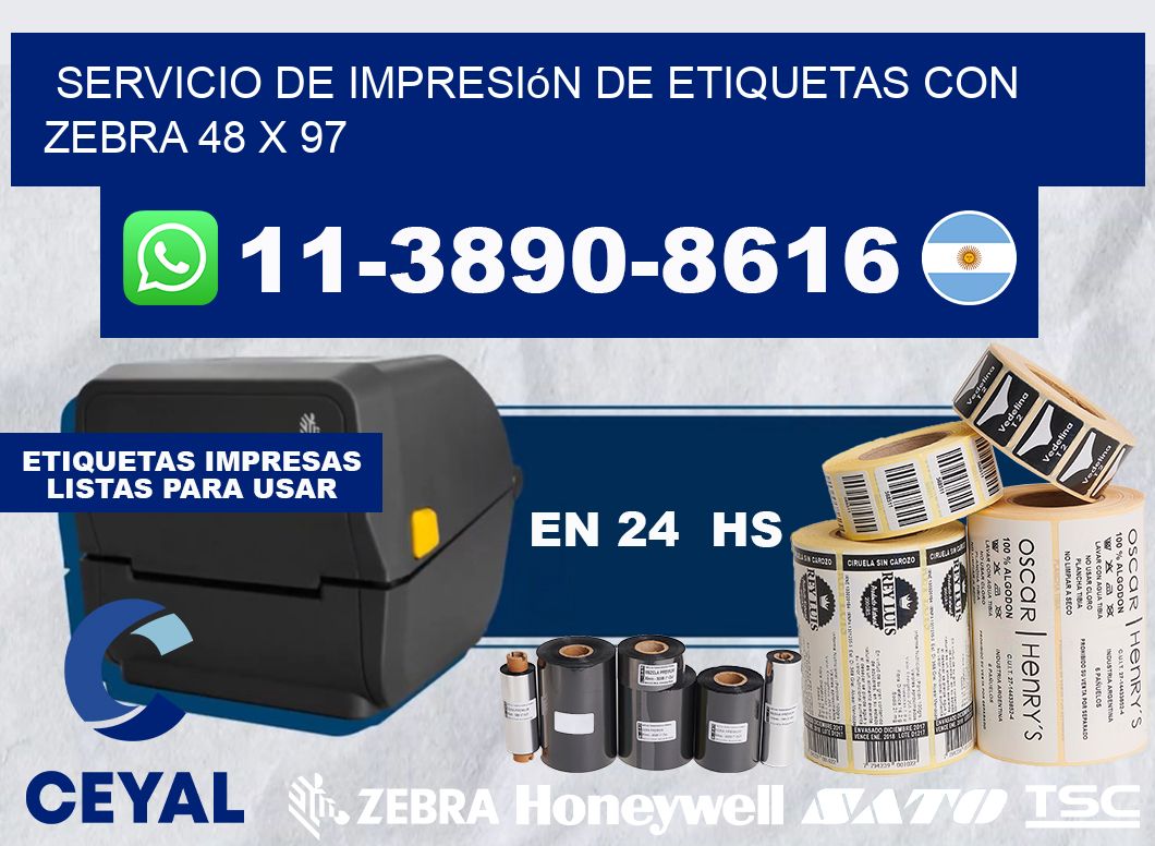 servicio de impresión de etiquetas con Zebra 48 x 97