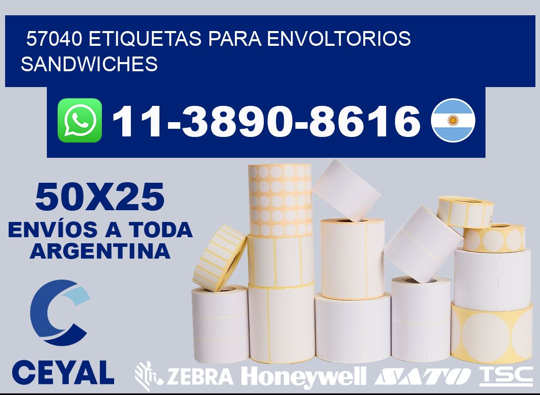 57040 etiquetas para envoltorios sandwiches