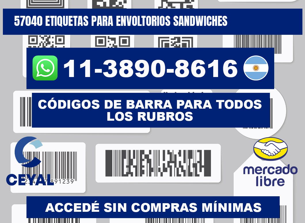 57040 etiquetas para envoltorios sandwiches