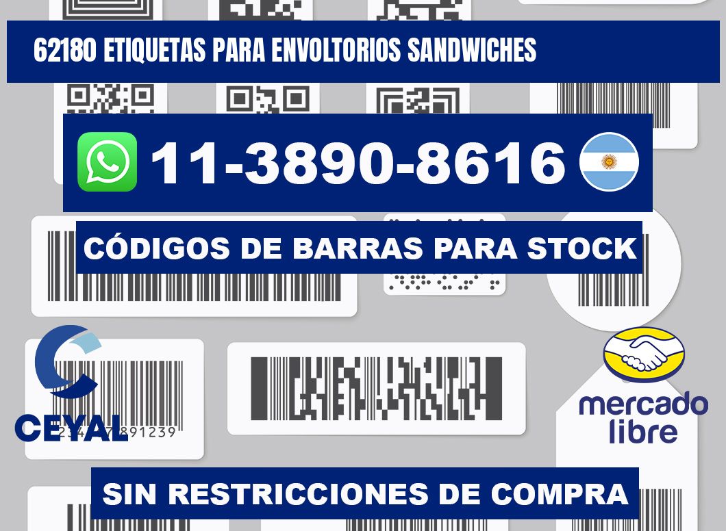 62180 etiquetas para envoltorios sandwiches