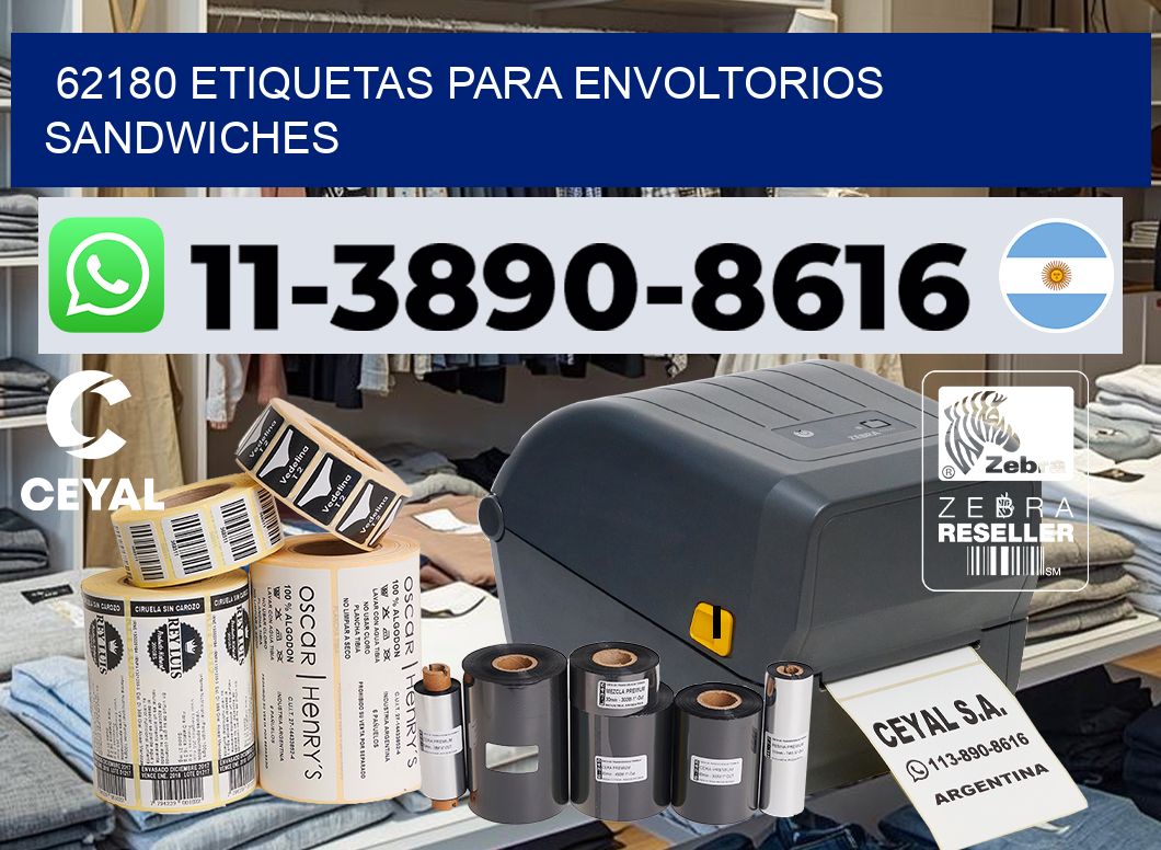 62180 etiquetas para envoltorios sandwiches