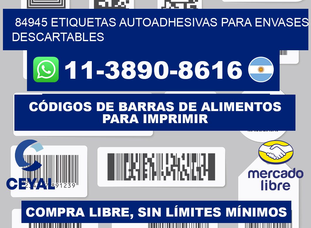 84945 etiquetas autoadhesivas para envases descartables