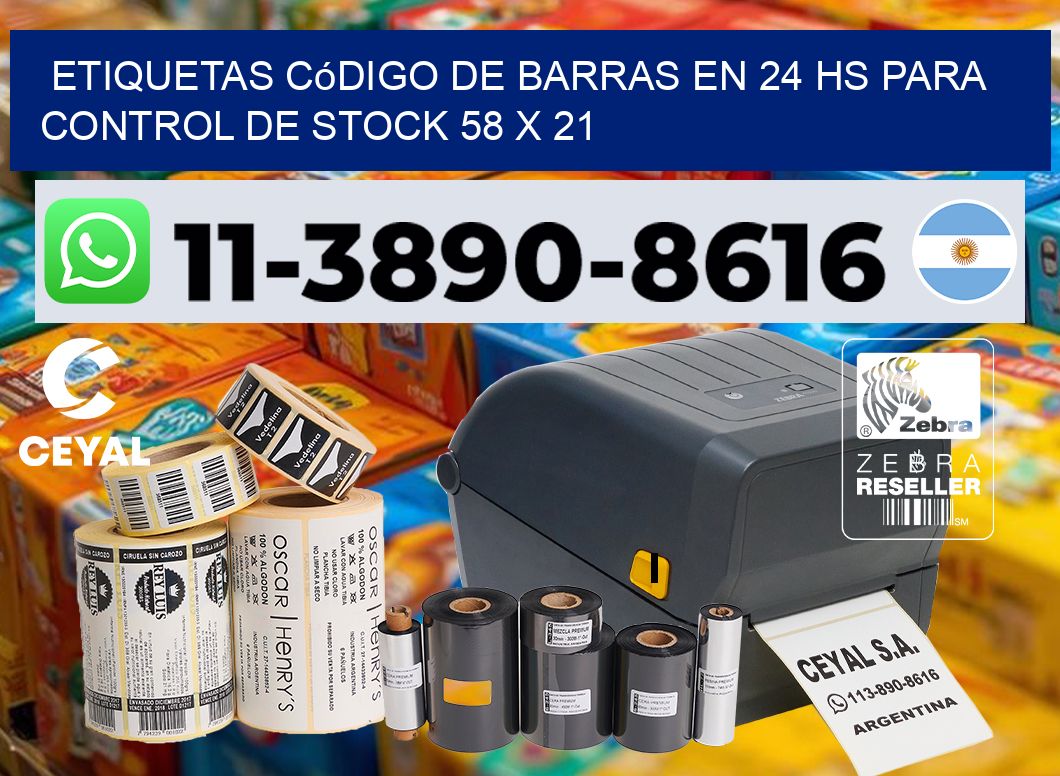 Etiquetas código de barras en 24 hs para control de stock 58 x 21