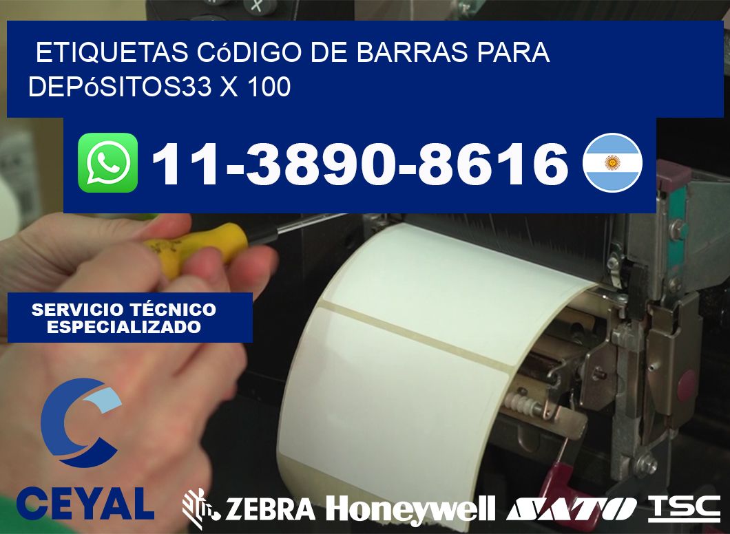 Etiquetas código de barras para depósitos33 x 100