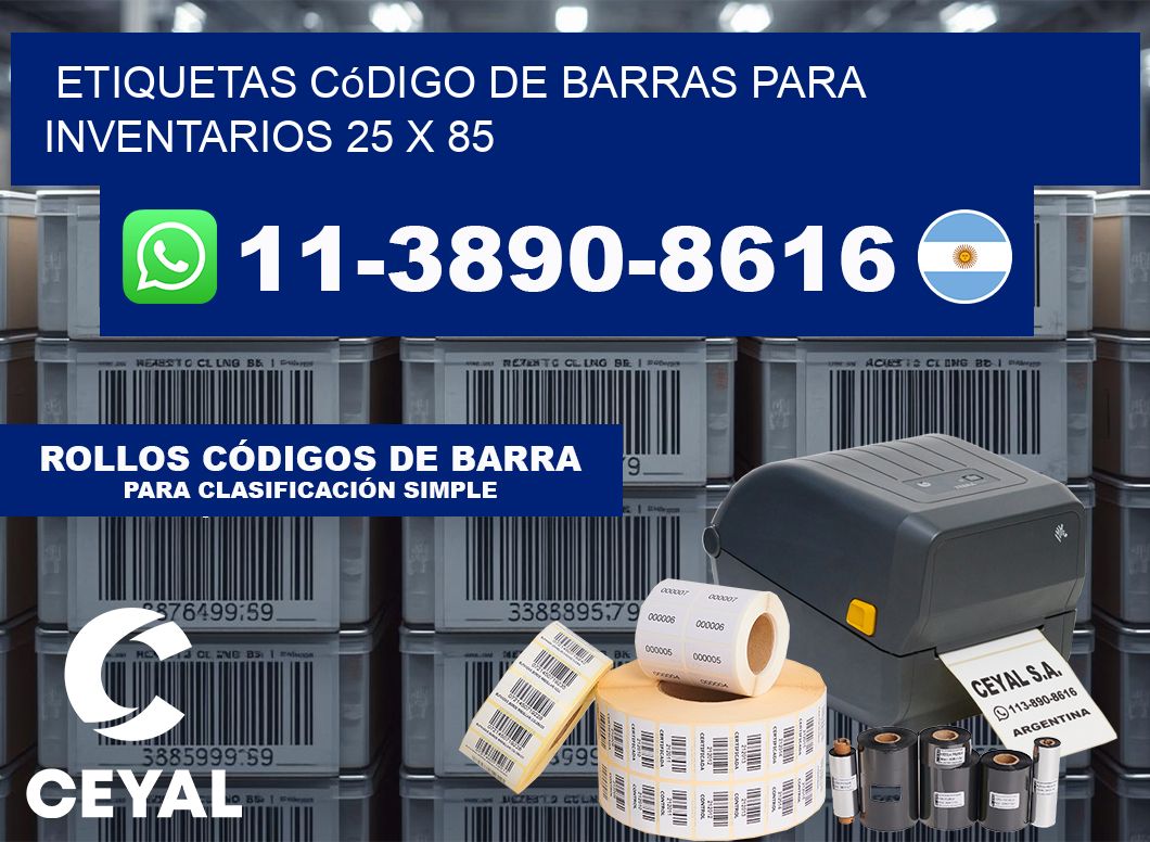 Etiquetas código de barras para inventarios 25 x 85