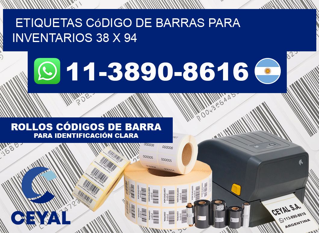Etiquetas código de barras para inventarios 38 x 94