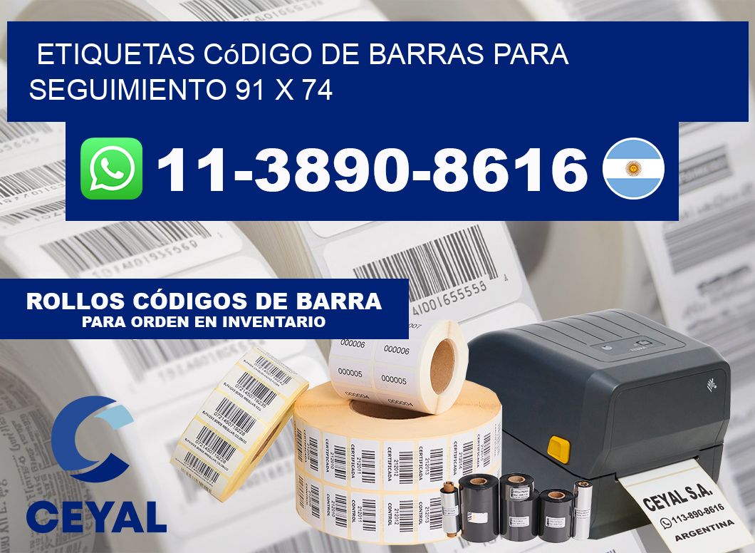 Etiquetas código de barras para seguimiento 91 x 74