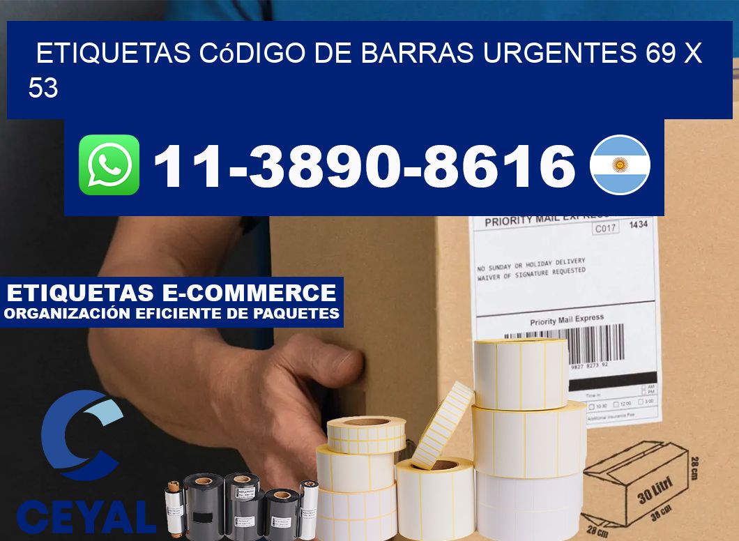 Etiquetas código de barras urgentes 69 x 53