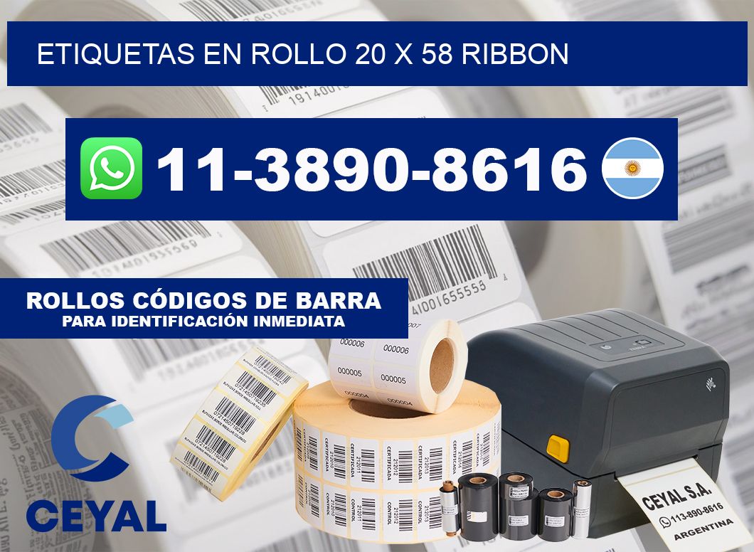 Etiquetas en rollo 20 x 58 ribbon