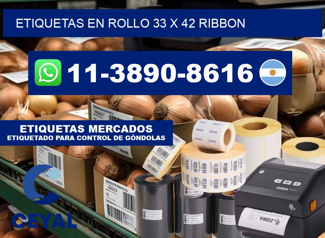 Etiquetas en rollo 33 x 42 ribbon