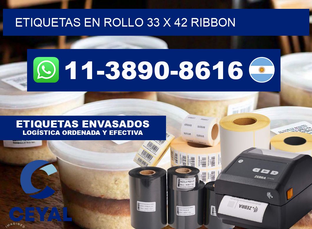 Etiquetas en rollo 33 x 42 ribbon