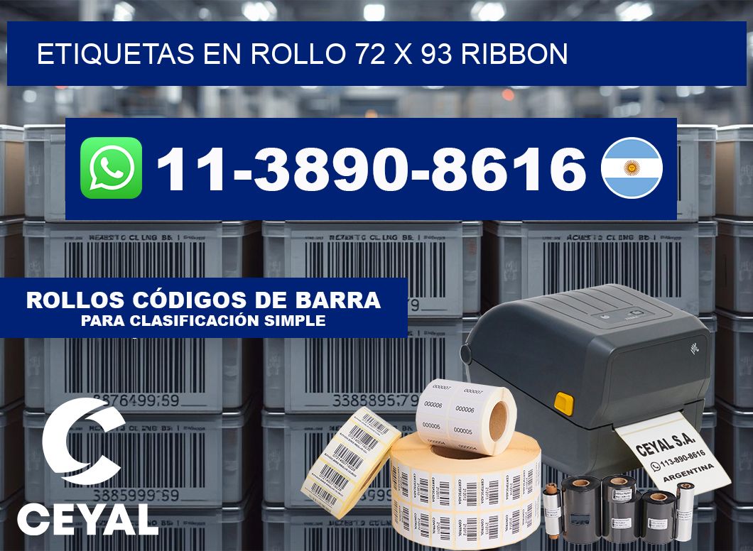 Etiquetas en rollo 72 x 93 ribbon
