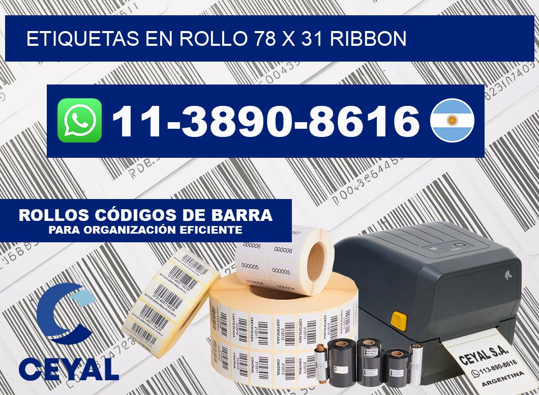 Etiquetas en rollo 78 x 31 ribbon