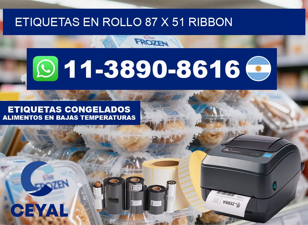 Etiquetas en rollo 87 x 51 ribbon