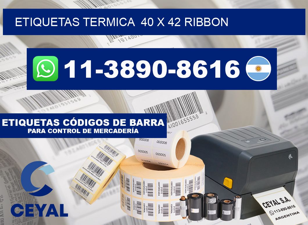 Etiquetas termica  40 x 42 ribbon