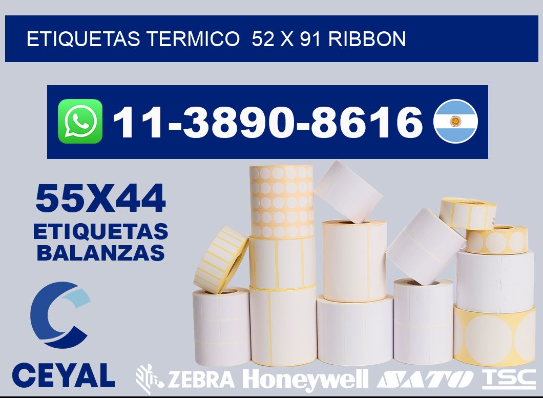 Etiquetas termico 52 x 91 ribbon