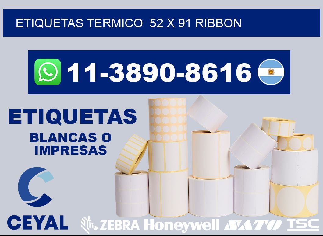Etiquetas termico 52 x 91 ribbon