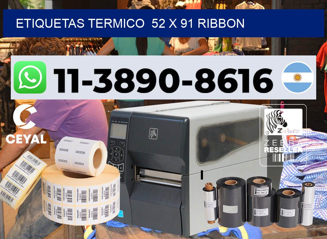 Etiquetas termico 52 x 91 ribbon