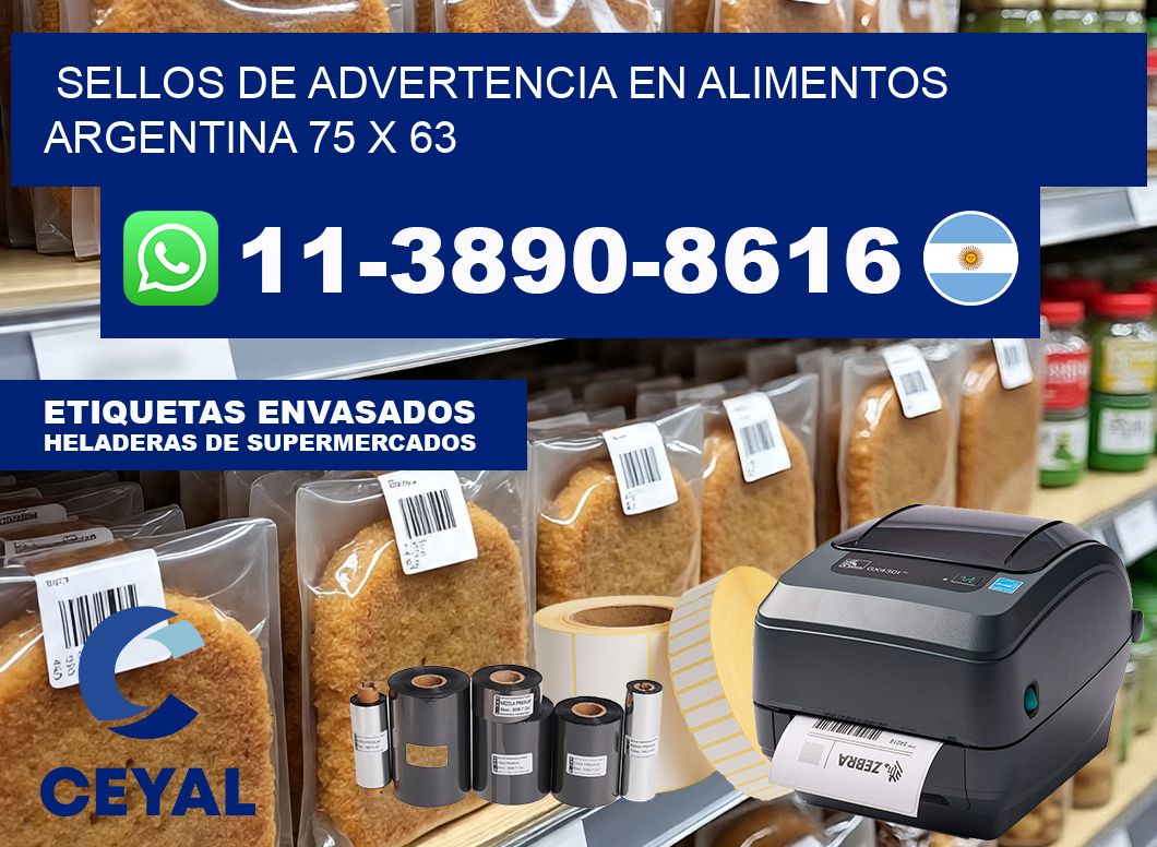 Sellos de advertencia en Alimentos argentina 75 x 63