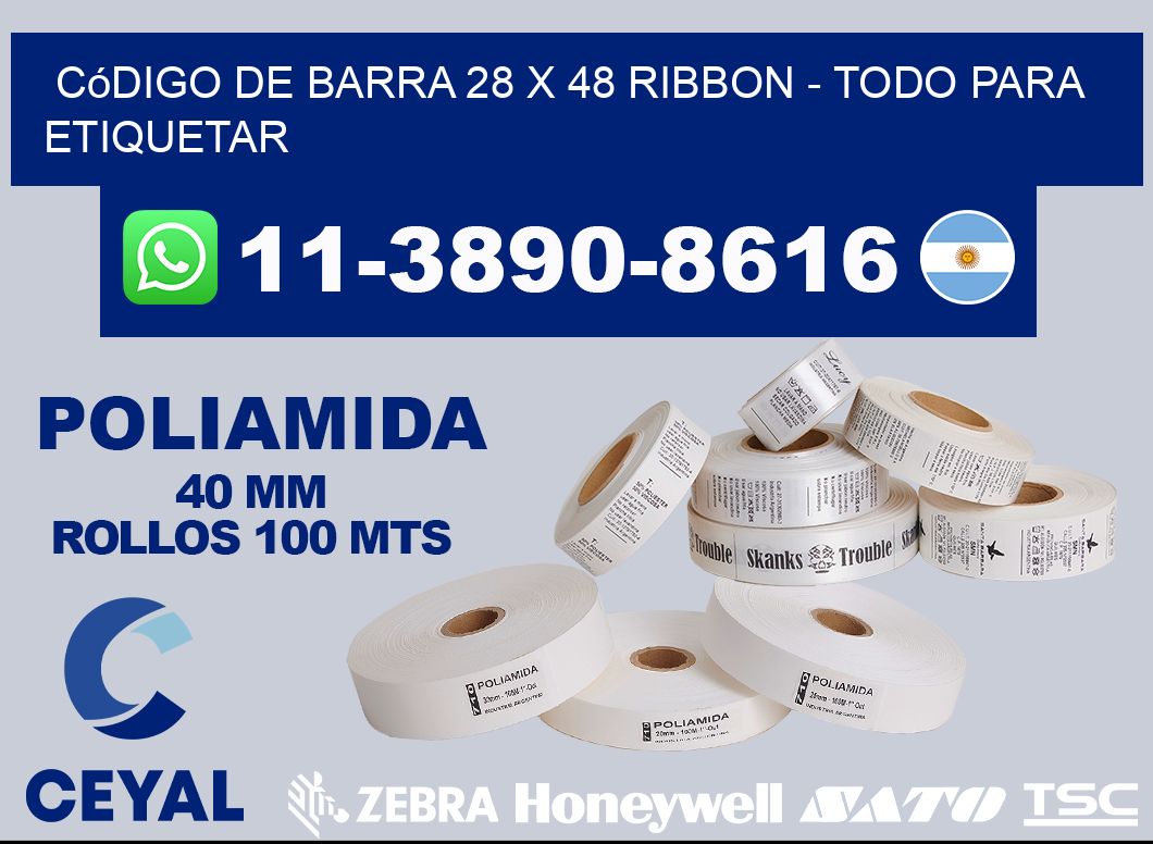 código de barra 28 x 48 ribbon - Todo para Etiquetar
