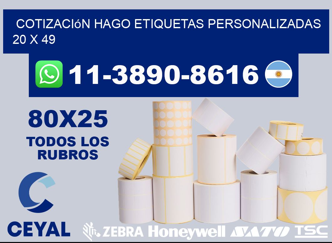 cotización hago etiquetas personalizadas 20 x 49