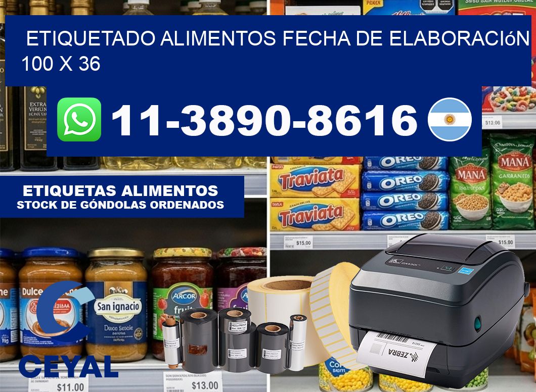 etiquetado alimentos Fecha de elaboración 100 x 36