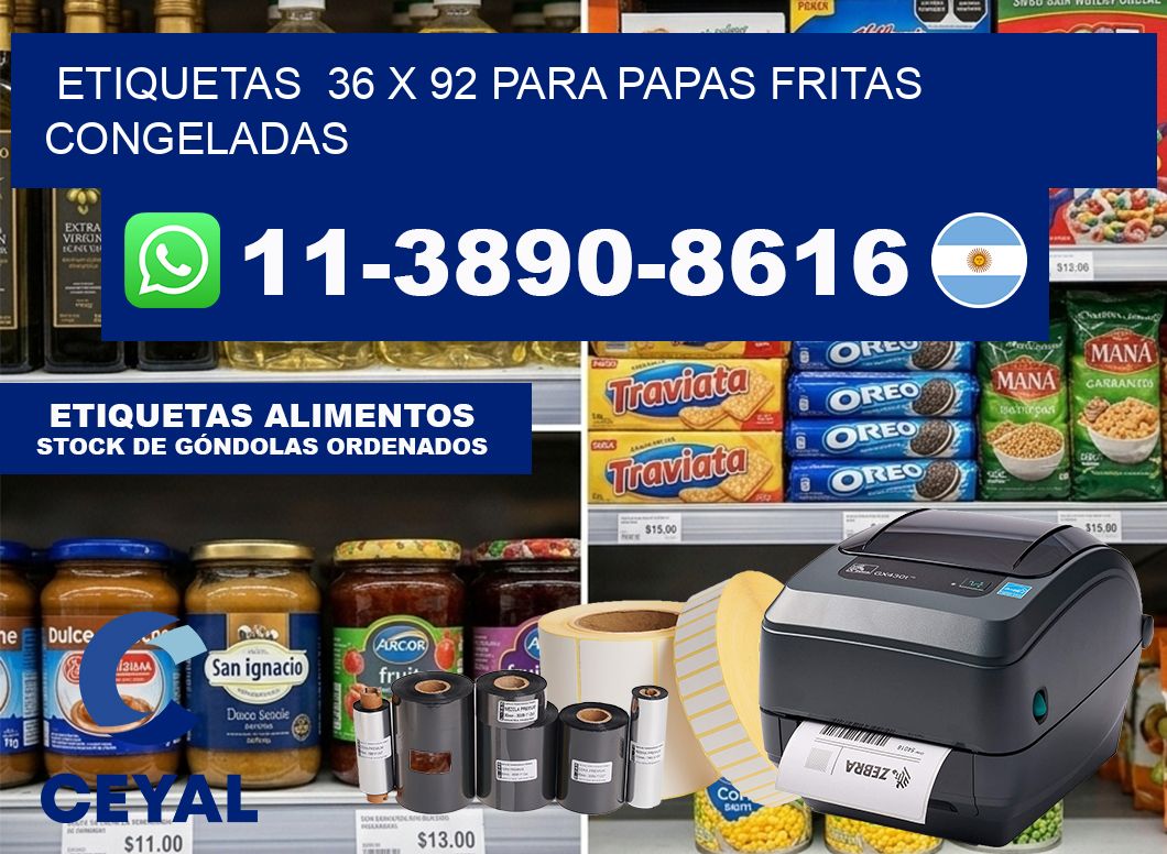 etiquetas  36 x 92 para Papas fritas congeladas