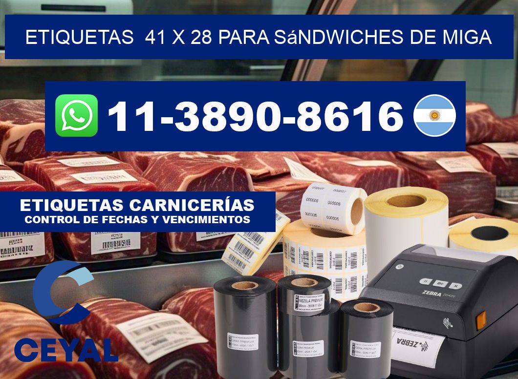 etiquetas  41 x 28 para Sándwiches de miga