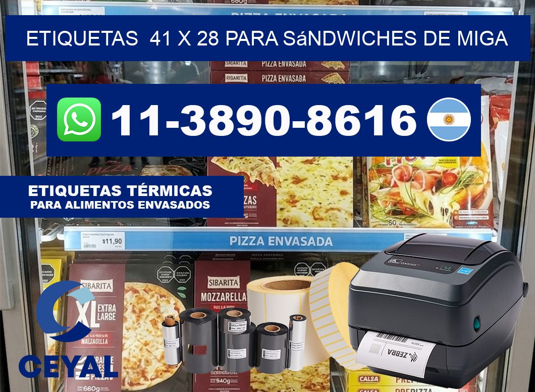 etiquetas  41 x 28 para Sándwiches de miga