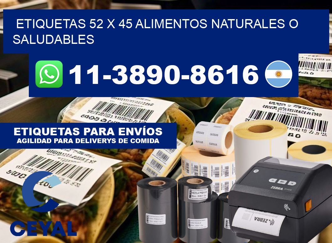 etiquetas 52 x 45 alimentos naturales o saludables