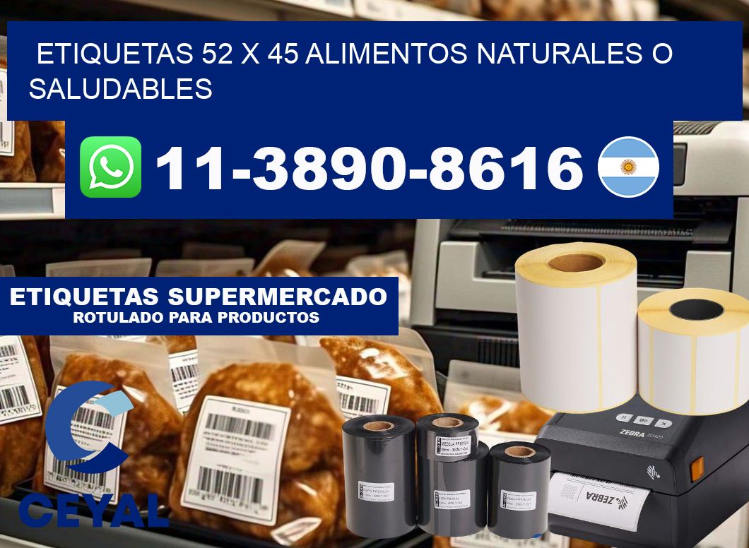 etiquetas 52 x 45 alimentos naturales o saludables