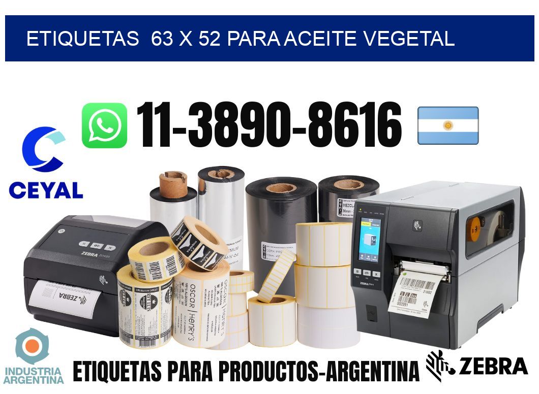 etiquetas  63 x 52 para Aceite vegetal