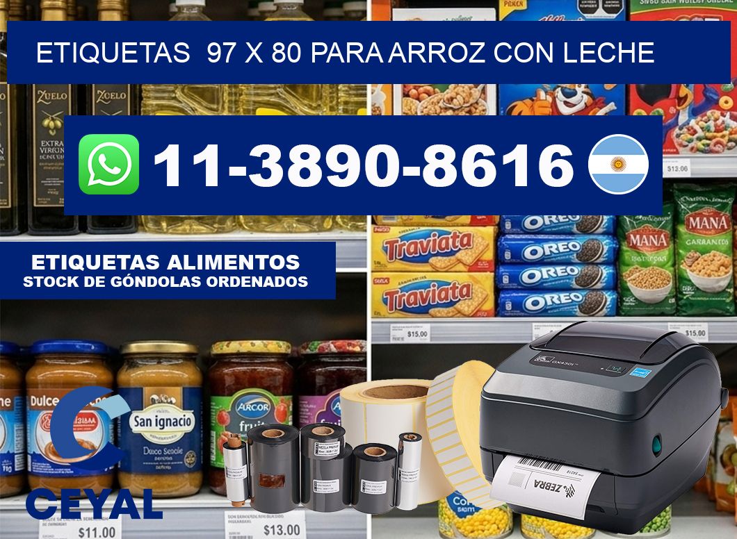 etiquetas  97 x 80 para Arroz con leche