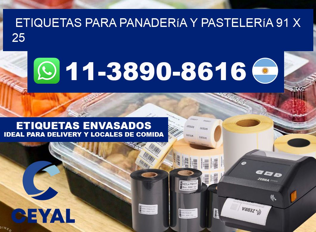 etiquetas para Panadería y pastelería 91 x 25