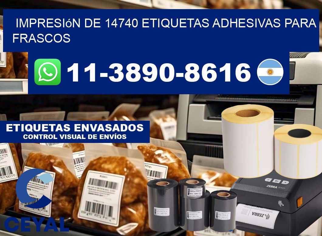 impresión de 14740 etiquetas adhesivas para frascos