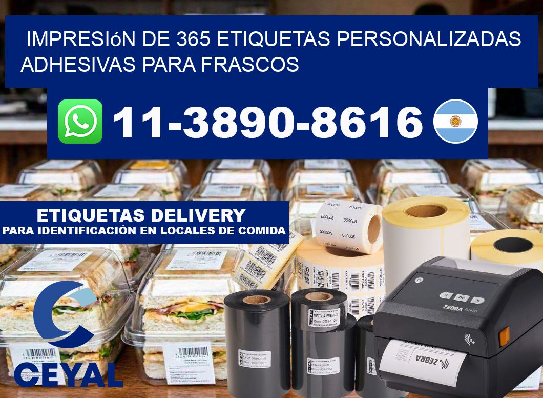 impresión de 365 etiquetas personalizadas adhesivas para frascos