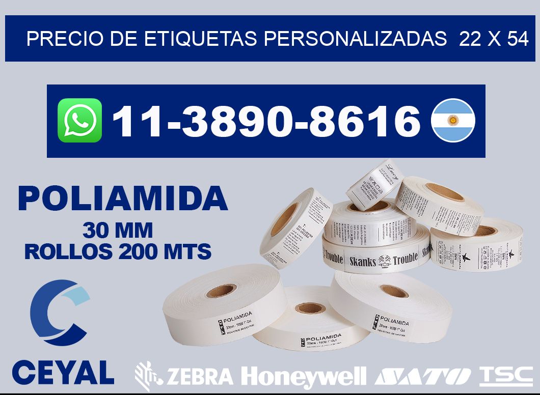 precio de etiquetas personalizadas  22 x 54