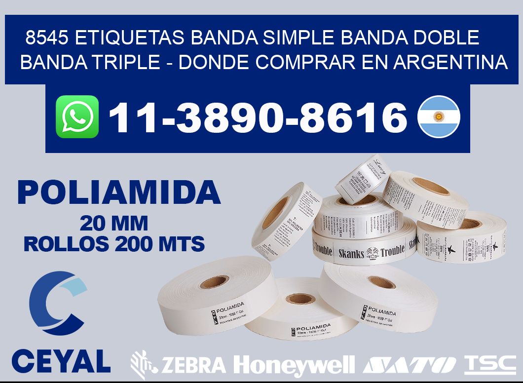 8545 etiquetas banda simple banda doble banda triple - Donde Comprar en Argentina