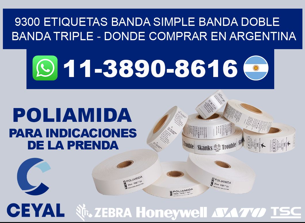 9300 etiquetas banda simple banda doble banda triple - Donde Comprar en Argentina
