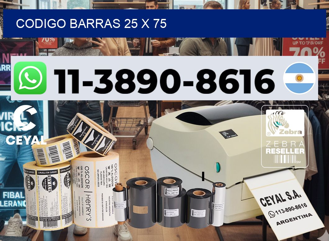 Codigo barras 25 x 75