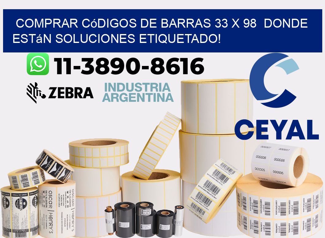 Comprar códigos de barras 33 x 98  donde están soluciones etiquetado!