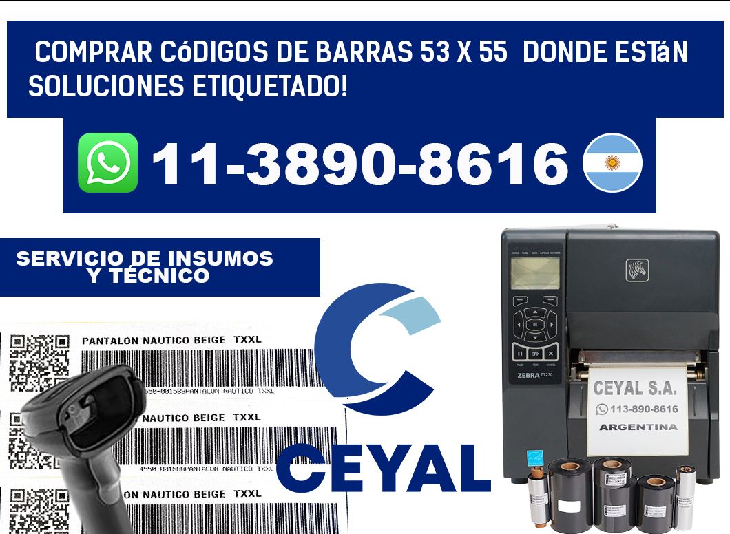 Comprar códigos de barras 53 x 55  donde están soluciones etiquetado!