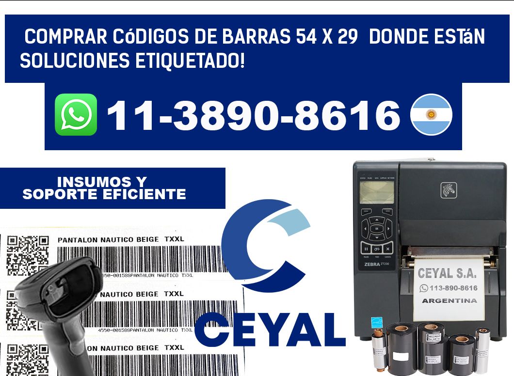 Comprar códigos de barras 54 x 29  donde están soluciones etiquetado!