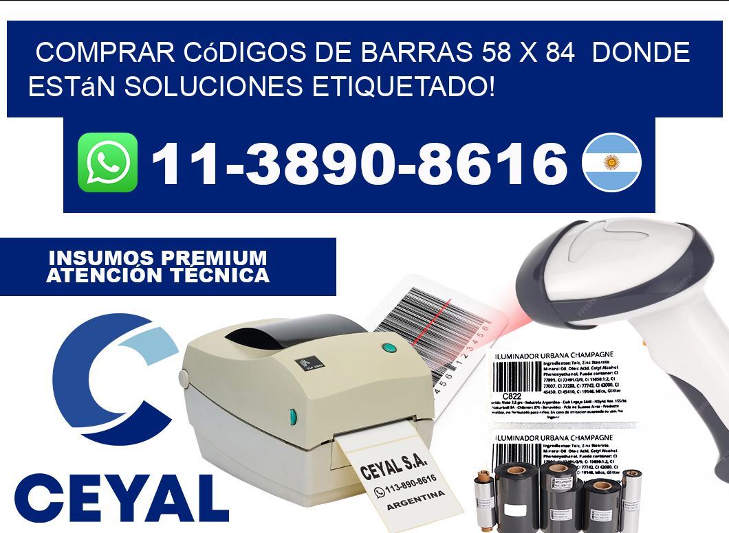 Comprar códigos de barras 58 x 84  donde están soluciones etiquetado!