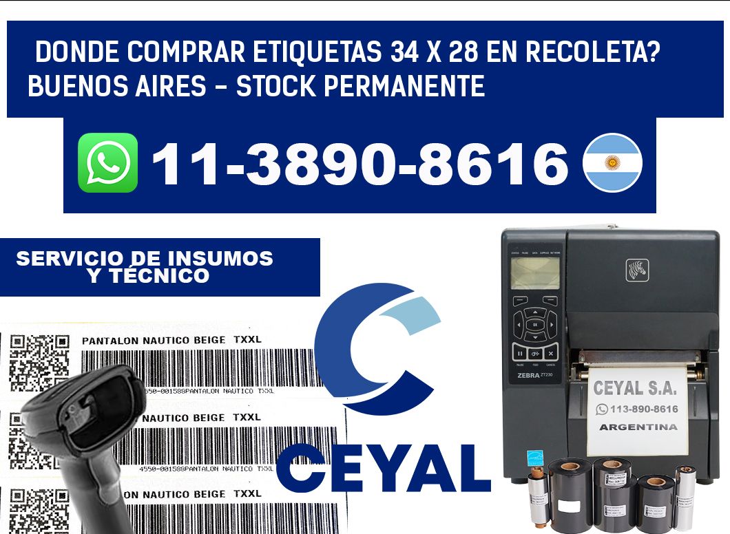 Donde Comprar etiquetas 34 x 28 en RECOLETA? Buenos Aires - Stock permanente