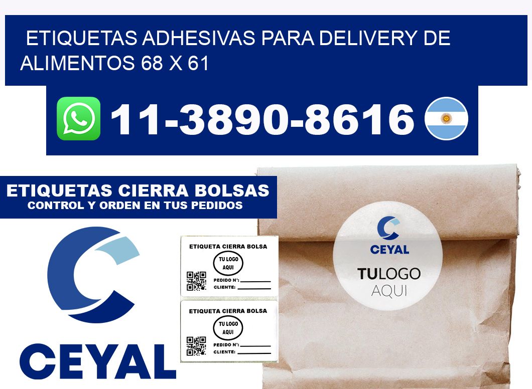 ETIQUETAS ADHESIVAS PARA DELIVERY DE ALIMENTOS 68 x 61