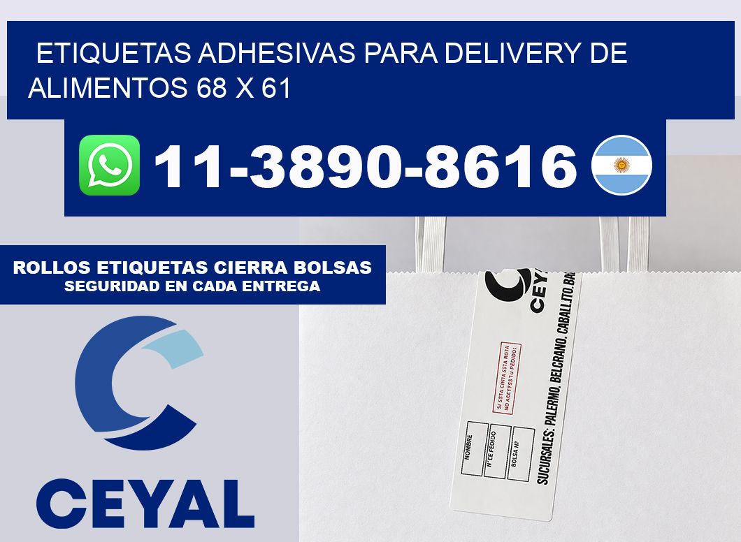 ETIQUETAS ADHESIVAS PARA DELIVERY DE ALIMENTOS 68 x 61