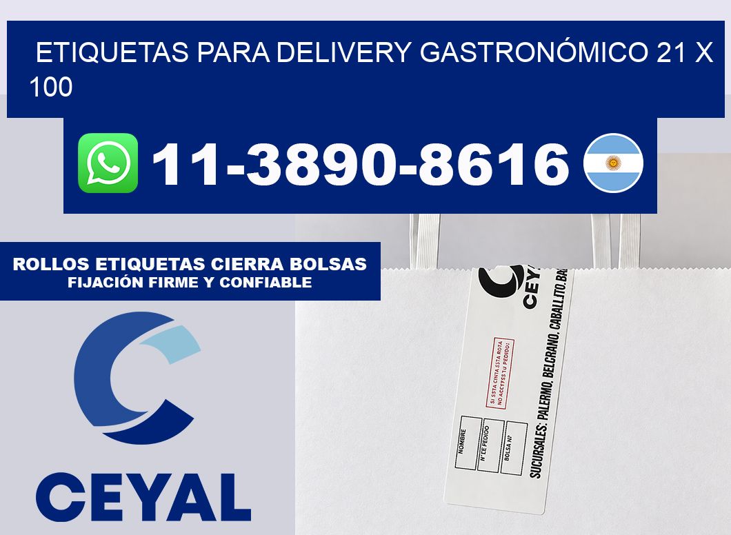 ETIQUETAS PARA DELIVERY GASTRONÓMICO 21 x 100